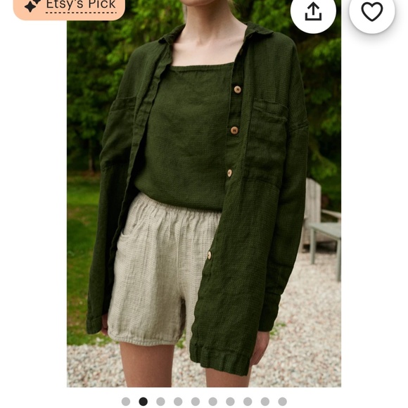 Linenfox Vika Waffle Linen Button Up Shirt - Picture 1 of 4